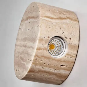 Minimalist Round Travertine Disc Down Glow LED Wall Sconce WB2037 2