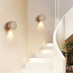 Minimalist Round Travertine Disc Down Glow LED Wall Sconce WB2037 3