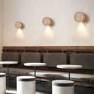 Minimalist Round Travertine Disc Down Glow LED Wall Sconce WB2037 5