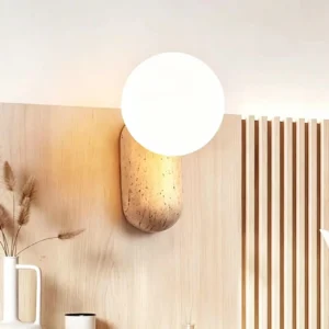 Wabi Sabi Travertine Elongated Wall Sconce with Opal Glass WB2038 5