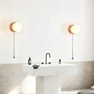 Lunar Eclipse Crescent Travertine Minimalist Opal Glass Wall Sconce WB2039 1