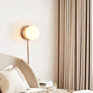 Lunar Eclipse Crescent Travertine Minimalist Opal Glass Wall Sconce WB2039 4