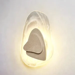 Wabi Sabi Asymmetrical Stacked Travertine Curved Glass Wall Sconce WB2040 1