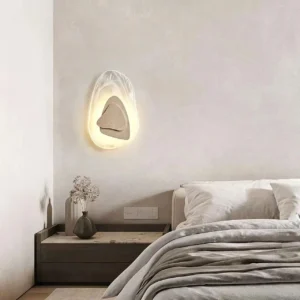 Wabi Sabi Asymmetrical Stacked Travertine Curved Glass Wall Sconce WB2040 2