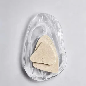 Wabi Sabi Asymmetrical Stacked Travertine Curved Glass Wall Sconce WB2040 3