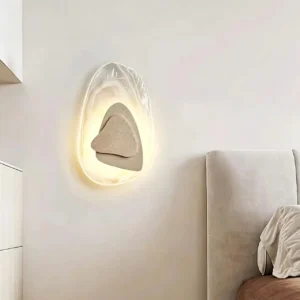 Wabi Sabi Asymmetrical Stacked Travertine Curved Glass Wall Sconce WB2040 4