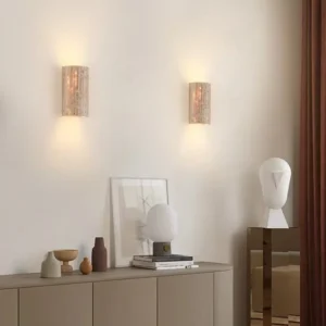 Vertical Rectangular Banded Travertine Up Down Glow Minimalist Wall Sconce WB2059 2
