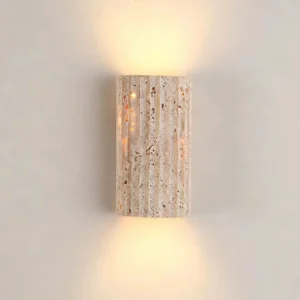 Vertical Rectangular Banded Travertine Up Down Glow Minimalist Wall Sconce WB2059 1