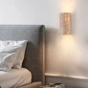 Vertical Rectangular Banded Travertine Up Down Glow Minimalist Wall Sconce WB2059 4