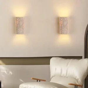 Vertical Rectangular Banded Travertine Up Down Glow Minimalist Wall Sconce WB2059 5