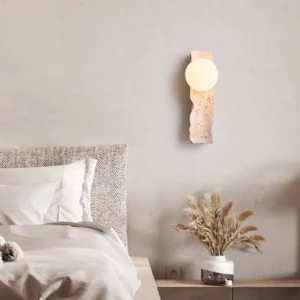 Rough Edge Vertical Travertine Opal Glass Minimalist Wall Sconce WB2060 1