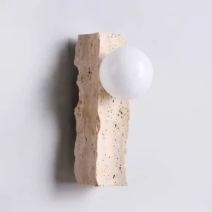 Rough Edge Vertical Travertine Opal Glass Minimalist Wall Sconce WB2060 2