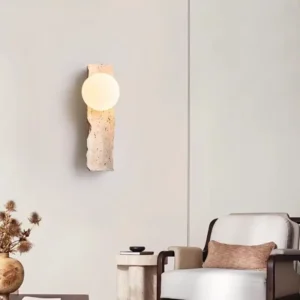 Rough Edge Vertical Travertine Opal Glass Minimalist Wall Sconce WB2060 3