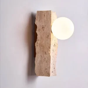 Rough Edge Vertical Travertine Opal Glass Minimalist Wall Sconce WB2060 4