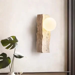 Rough Edge Vertical Travertine Opal Glass Minimalist Wall Sconce WB2060 5