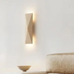 Twisted Diamond Vertical Travertine Up Down Glow Minimalist Wall Sconce WB2051 2