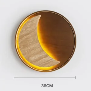 Eclipse Crescent Travertine Solid Wood Round Base Minimalist Wall Sconce WB2053 1