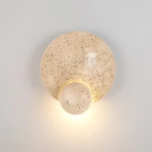Wabi Sabi Two-tier Nestled Dual Round Travertine Wall Lamp WB2045 5