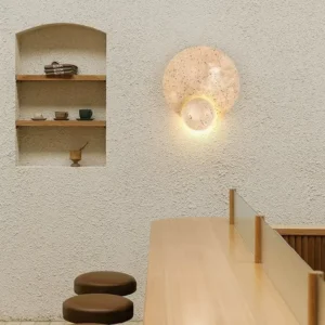 Wabi Sabi Two-tier Nestled Dual Round Travertine Wall Lamp WB2045 6