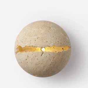 Full Round Speckled Travertine Horizontal Glow Minimalist Wall Sconce WB2058 4