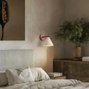 Wabi Sabi Wood Round Base Conical Travertine Wall Lamp WB2050 3
