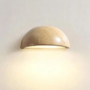 Minimalist Rough Edge Half Dome Travertine Down Glow Wall Lamp WB2044 1
