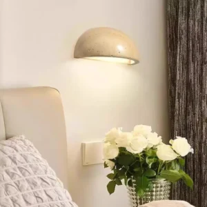 Minimalist Rough Edge Half Dome Travertine Down Glow Wall Lamp WB2044 2