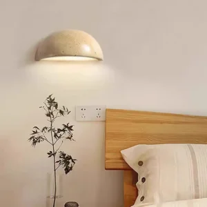 Minimalist Rough Edge Half Dome Travertine Down Glow Wall Lamp WB2044 3