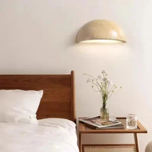 Minimalist Rough Edge Half Dome Travertine Down Glow Wall Lamp WB2044 4