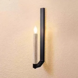 L-Shape Black Metal Travertine Vertical Candle Tube Minimalist Wall Sconce WB2042 3