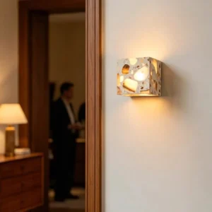 Wabi Sabi Cube Stone Up Down Wall Lamp for Bedroom Bathroom Entryway WC3001 4