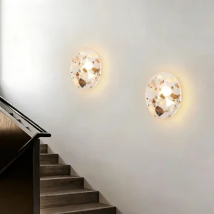 Modern Round Disc Natural Stone LED Wall Lamp for Interior Decor WC3003 4