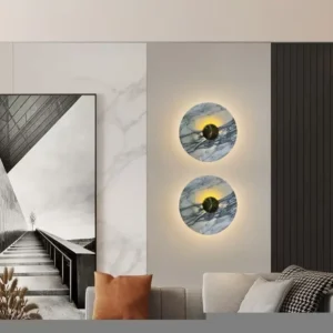 Minimalist Natural Marble Round Wall Lamp for Bedroom Living Room WC3004 6