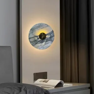 Minimalist Natural Marble Round Wall Lamp for Bedroom Living Room WC3004 9