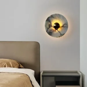 Minimalist Natural Marble Round Wall Lamp for Bedroom Living Room WC3004 8