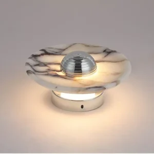 Modern Round Natural Calacatta Marble Wall Sconce for Bedroom Bedside WC3005 6
