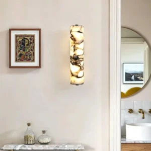 Vertical Cylinder Natural Calacatta Marble Sconce for Bathroom Bedroom WC3006 5