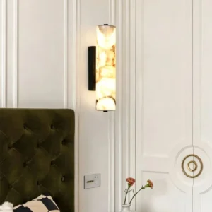 Vertical Cylinder Natural Calacatta Marble Sconce for Bathroom Bedroom WC3006 6
