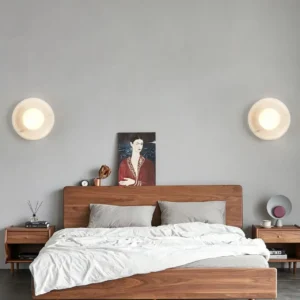 Minimalist White Marble Wall Lamp for Bedroom Bathroom Entryway Decor WC3007 1