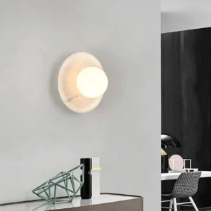 Minimalist White Marble Wall Lamp for Bedroom Bathroom Entryway Decor WC3007 4