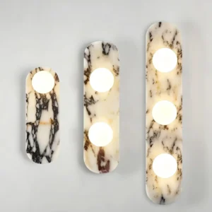 Modern Vertical Oval Natural Bvlgari Marble Wall Sconce for Villa Hotel Corridor WC3008 2