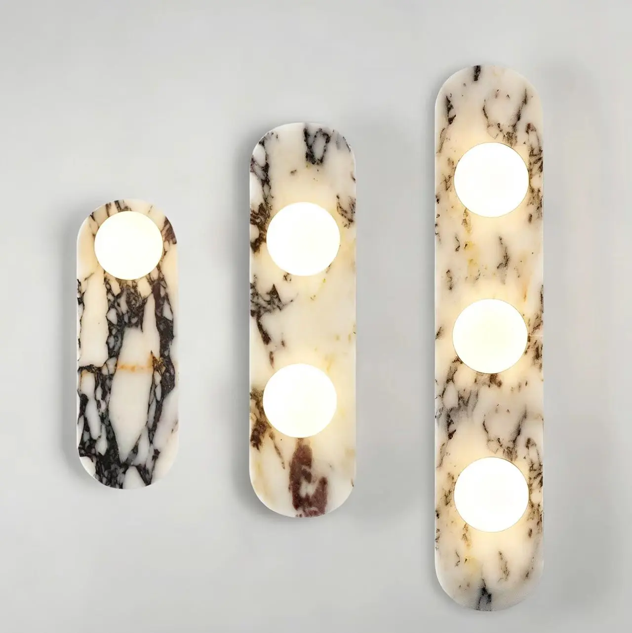 Modern Vertical Oval Natural Bvlgari Marble Wall Sconce for Villa Hotel Corridor WC3008 2