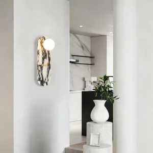Modern Vertical Oval Natural Bvlgari Marble Wall Sconce for Villa Hotel Corridor WC3008 3