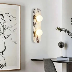Modern Vertical Oval Natural Bvlgari Marble Wall Sconce for Villa Hotel Corridor WC3008 6