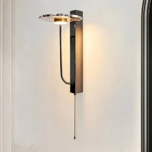 Mid Century Pull Chain Marble Disc Wall Sconce for Hotel Bedside Entryway WC3011 1