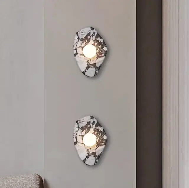 Minimalist Irregular Organic Shape Bvlgari Marble Wall Sconce for Hotel Decor WC3012 2