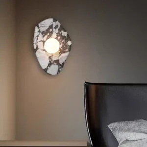 Minimalist Irregular Organic Shape Bvlgari Marble Wall Sconce for Hotel Decor WC3012 3