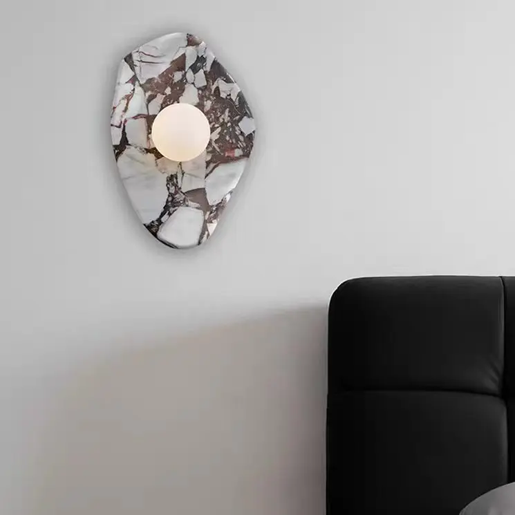 Minimalist Irregular Organic Shape Bvlgari Marble Wall Sconce for Hotel Decor WC3012 5