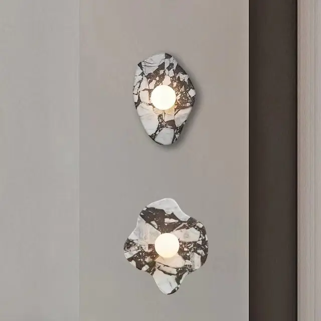 Minimalist Irregular Organic Shape Bvlgari Marble Wall Sconce for Hotel Decor WC3012 6