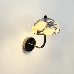 Mid-Century Mushroom Dome Bvlgari Marble Curved Arm Wall Sconce WC3013 1